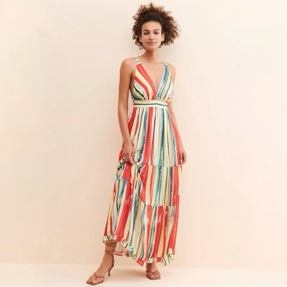 Anthropologie Vibrant Striped Maxi Dress